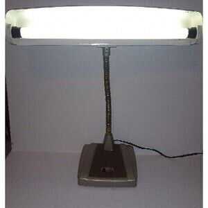 Vintage Industrial Mid Century Metal Desk Work Steampunk Art Deco 19" Lamp WORKS